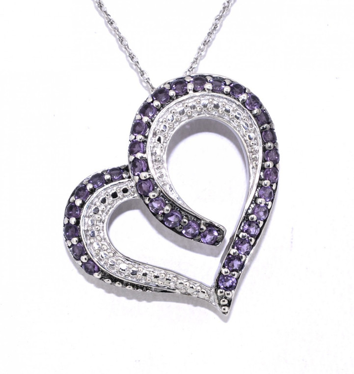 95210006 Silver Amethyst Heart Charm