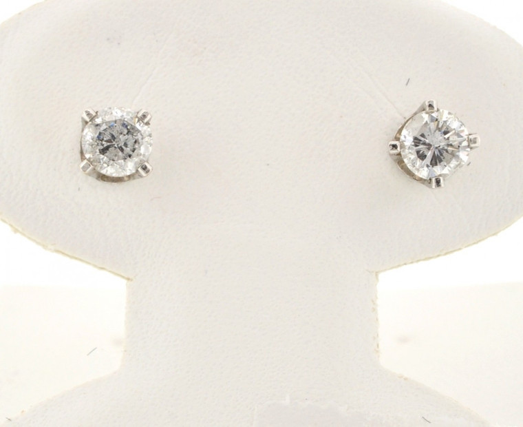 41000734 14K White Gold Diamond Screw Back Earrings