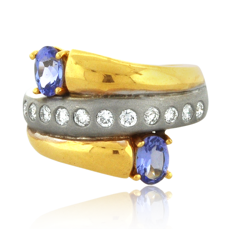 14K Two Tone Gold Tanzanite/Diamond Layered Ring 12000799 | Shin Brothers*