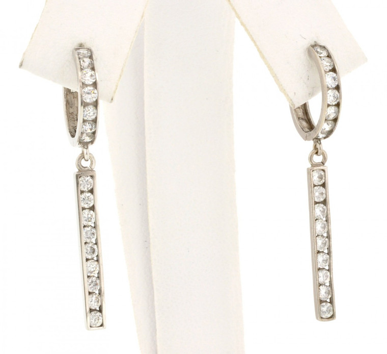 14k White Gold CZ Hanging Earrings 42001176 