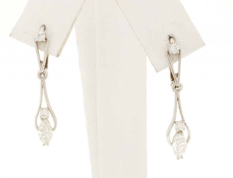 14K White Gold 0.7ct Diamond Marquise Hanging Earrings 41060287 | Shin Brothers*