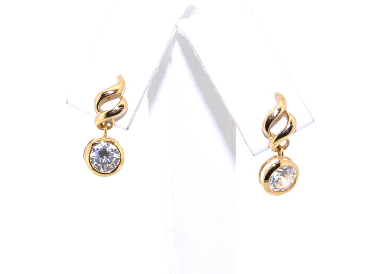 14K Yellow Gold CZ Dangle Stud Earrings 42001582 | Shin Brothers*