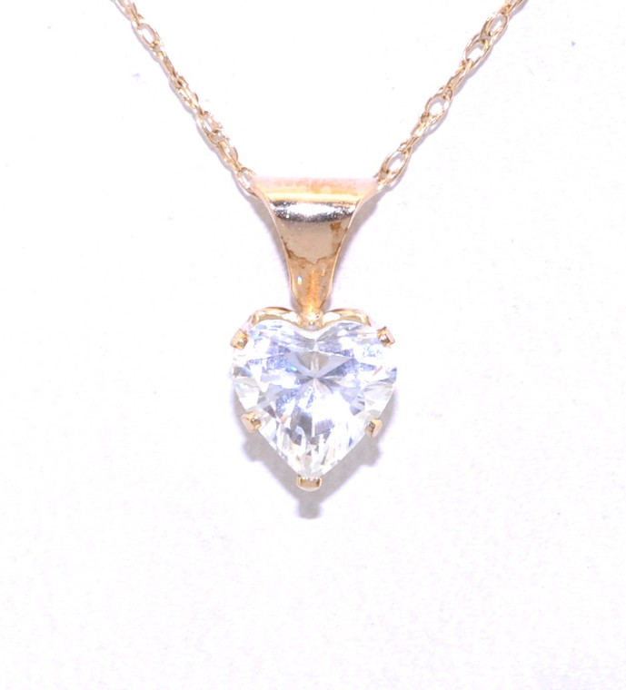 52001144 14K Yellow Gold CZ Heart Pendant