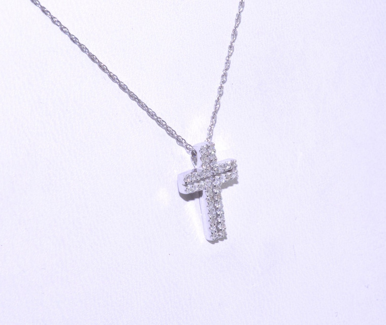 51001343 14k White Gold Diamond Cross Charm