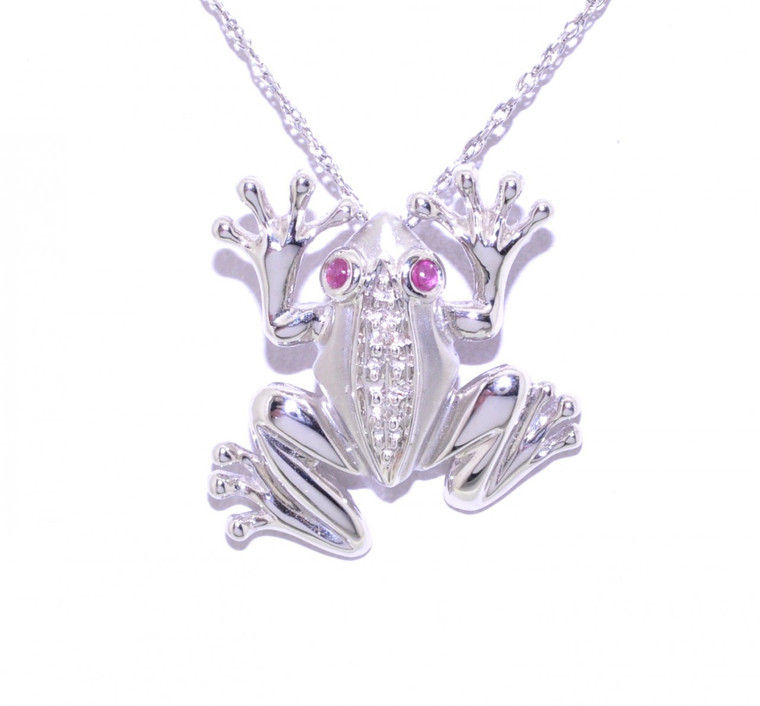 14K White Gold Diamond Frog Charm with Ruby Eyes 51000710 | Shin Brothers*