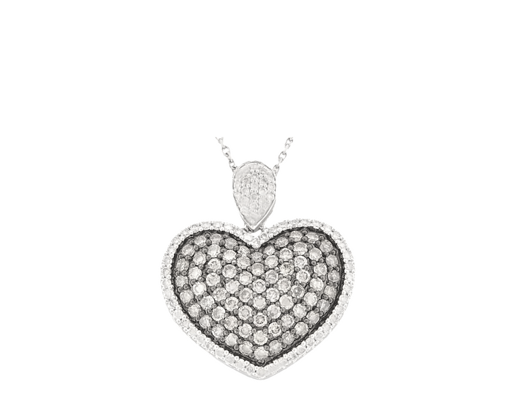 18K White Gold Brown & White Diamond Heart Necklace 51001060 | Shin Brothers*