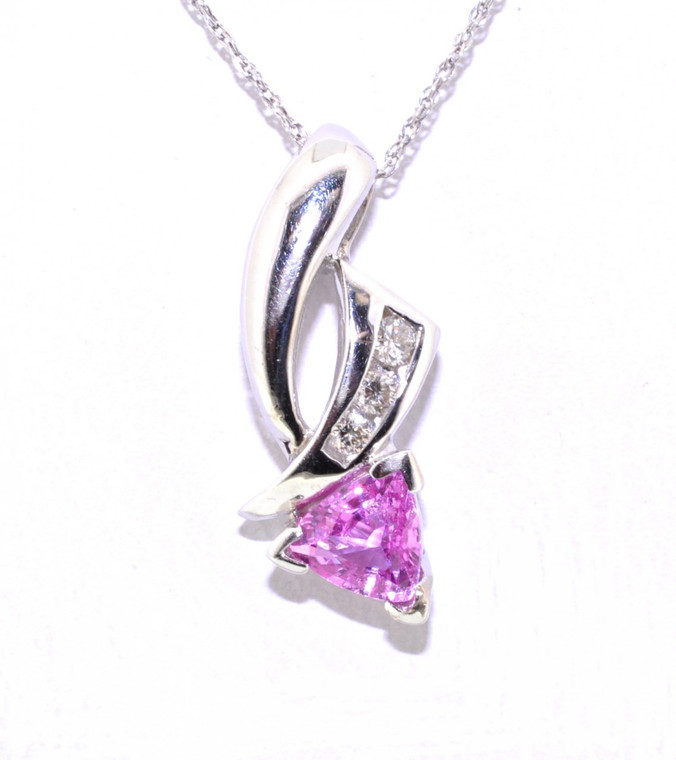 52000536 14K White Gold Diamond/Pink Sapphire Pendant