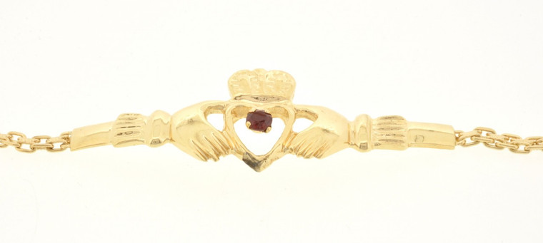 22000420 14K Yellow Gold Claddagh Bracelet with Stone