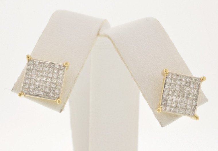 41060285 14K Yellow Gold Square Diamond Stud Earrigns