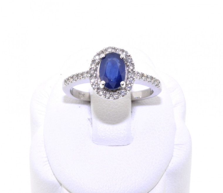 14K White Gold Blue Sapphire and Diamond Ring 12001789 | Shin Brothers* 