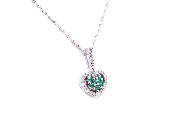 14K White Gold Diamond/Emerald Heart 51000051