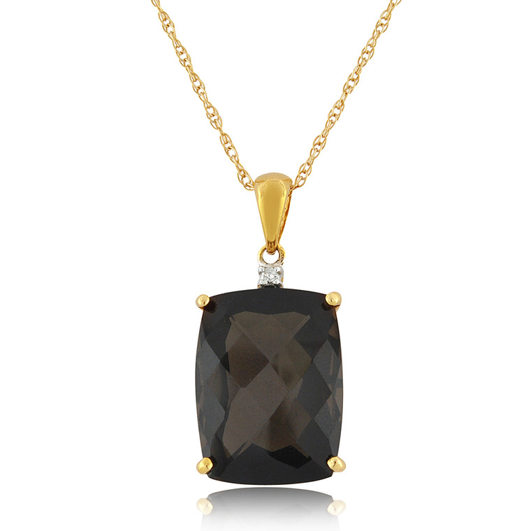 14K Yellow Gold 9.32ct Smoky Topaz & Diamond Pendant 52000688 | Shin Brothers*