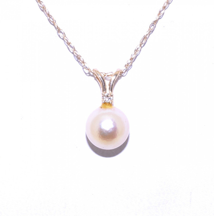 52001173 14K Yellow Gold Diamond/Pearl Pendant