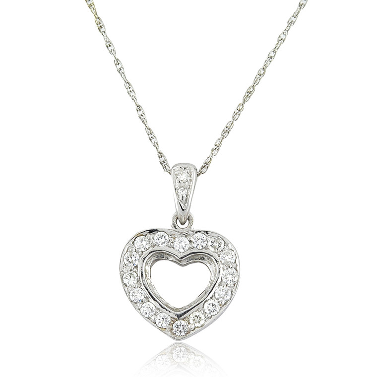 18K White Gold Diamond Heart Charm 51001234 | Shin Brothers*