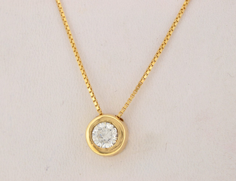 32000289 14K Yellow Gold CZ Pendant With 16" Box Chain