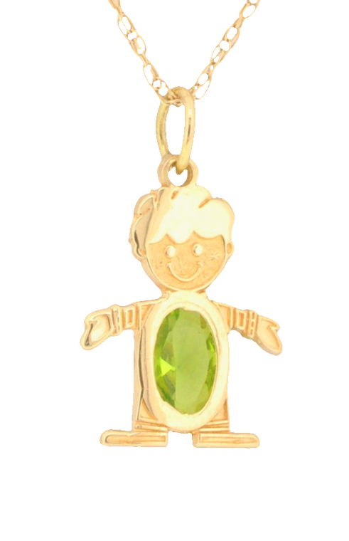 14K Yellow Gold Doll Green CZ Pendant  52001096  By Shin Brothers*