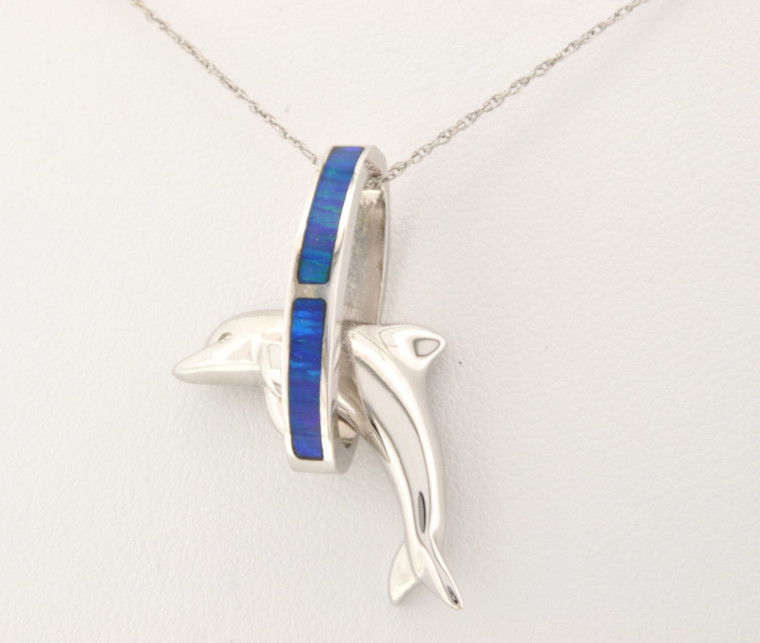 14K White Gold Opal Dolphin Charm 52001083 | Shin Brothers*