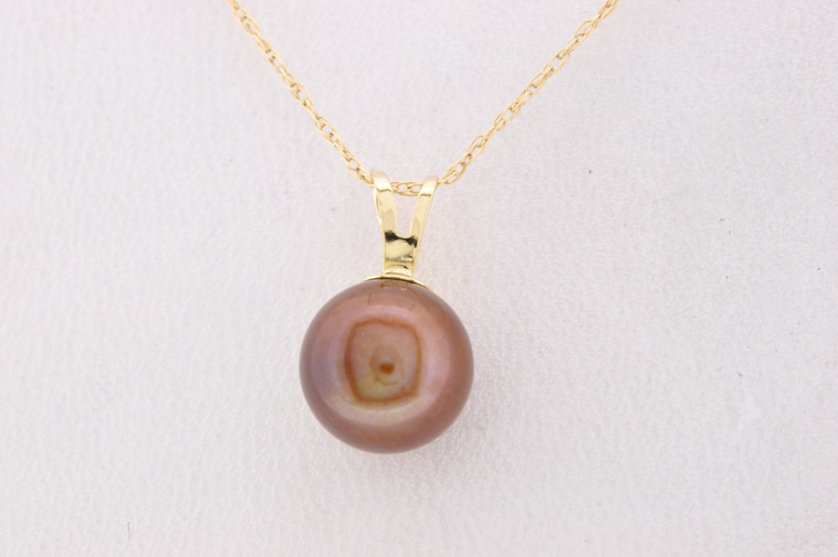 52000991 14K Yellow Gold Brown Pearl Charm