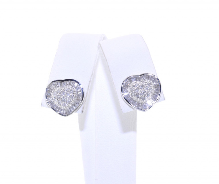 14K White Gold 1.00 ctw Diamond Heart Stud Earrings 41000131 | Shin Brothers*