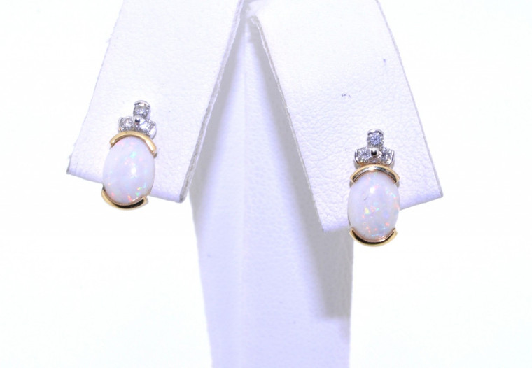 42000632 14K Yellow Gold Opal & Diamond Earrings