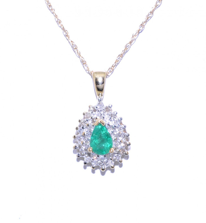 52000987 10K Yellow Gold Diamond Emerald Charm
