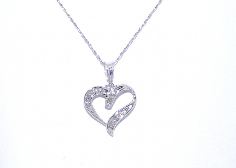 10K White Gold 0.25ct Diamond Heart Pendant 59110003 | Shin Brothers*