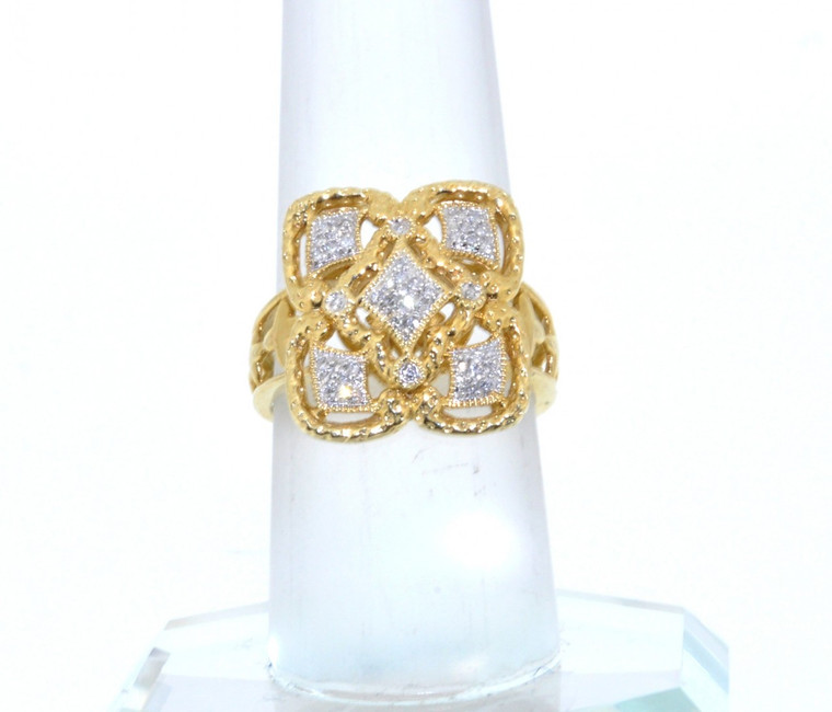 14K Yellow Gold Diamond Pattern Ring 11002218 | Shin Brothers*