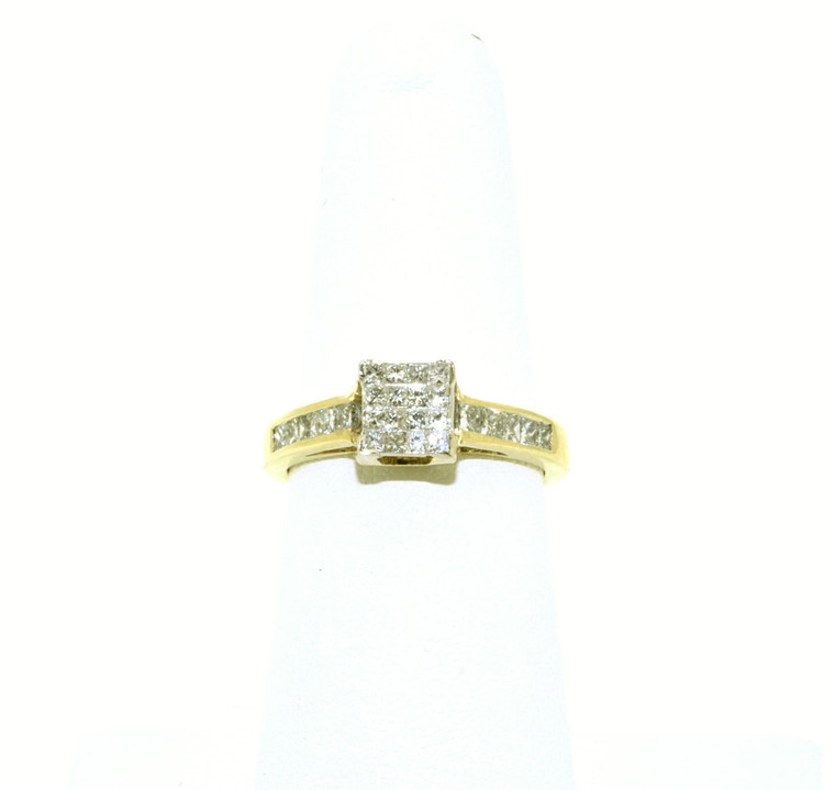 18K Yellow Gold 1 ctw Invisible Set Diamond Engagement Ring 11003264 | Shin Brothers*