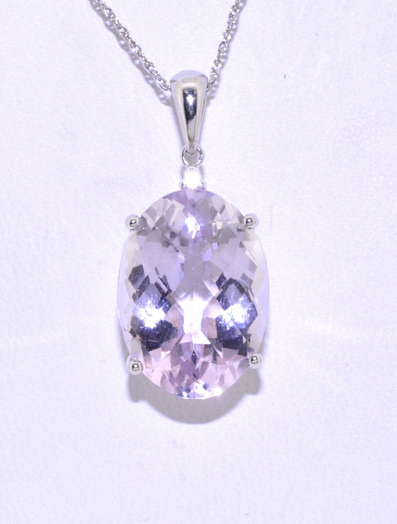52001212 14K White Gold 12.14ct Pink Amethyst Diamond Pendant