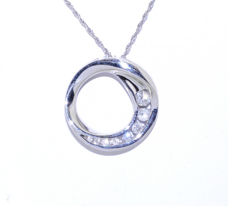 10K White Gold 0.25ct Diamond Circle Pendant 59000110 | Shin Brothers*