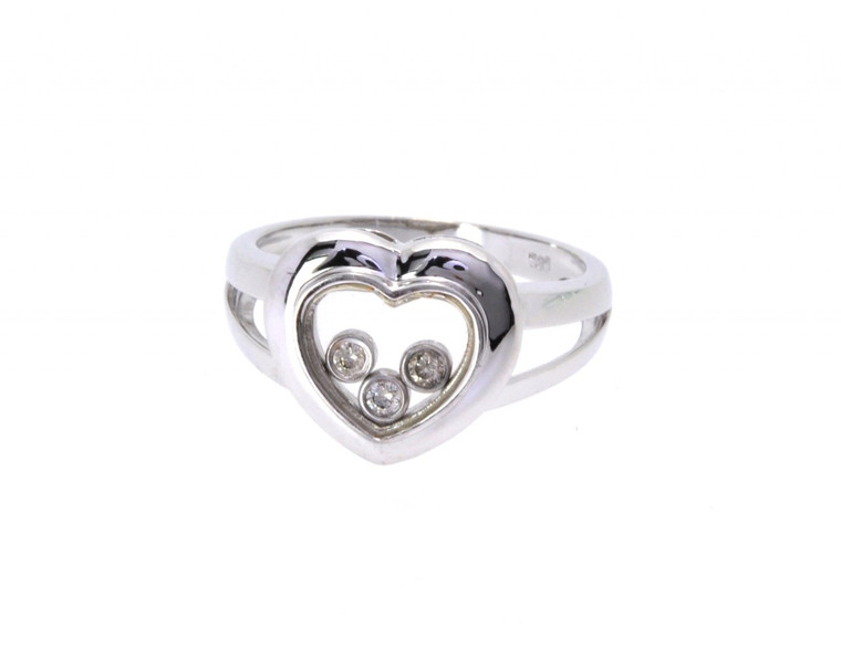 14K White Gold Floating Diamond Heart Ring 11003233 | Shin Brothers*