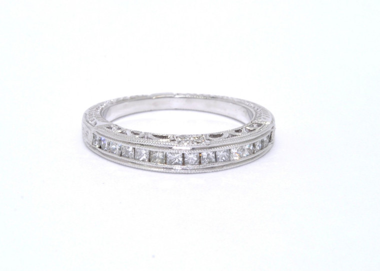 18K White Gold Princess & Round Cut Diamond Band 11003158 | Shin Brothers*