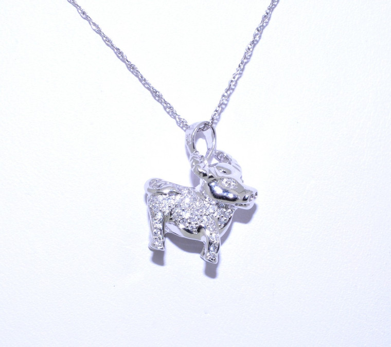 14K White Gold Diamond Ox Charm 51001444 | Shin Brothers*