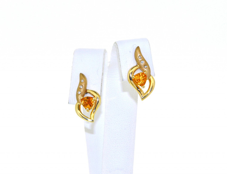 42001717 14K Yellow Gold Diamond/Citrine Earrings
