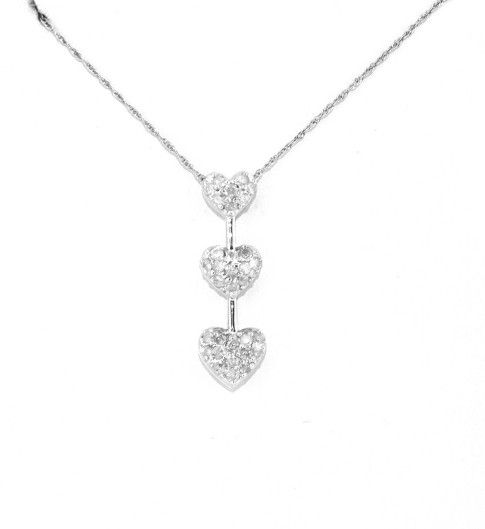 14K White Gold 0.62ct Diamond Triple Heart Charm 51001468 | Shin Brothers*