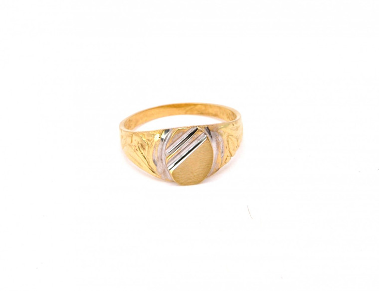 14K Gold Two Tone Signet Ring 10016315  | Shin Brothers * 