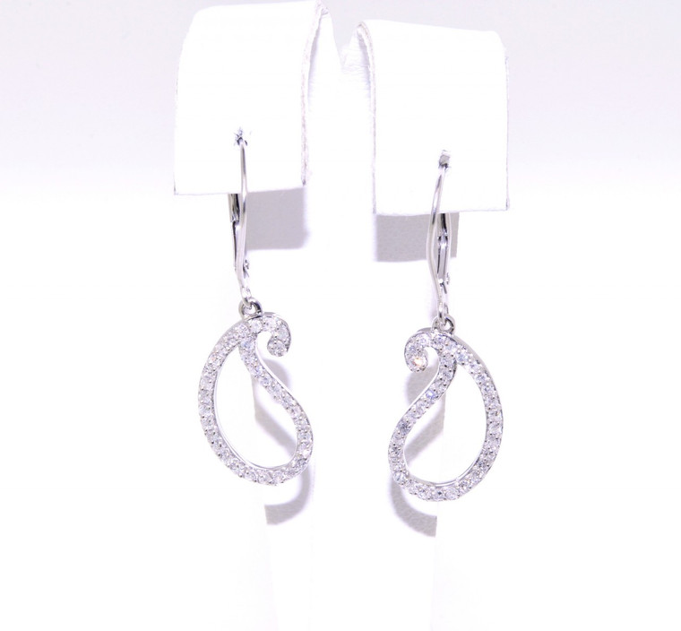 14K White Gold Diamond Lever Back Earrings 41060332 