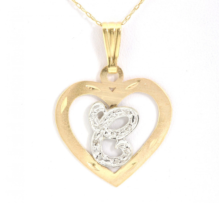 51001279 14K Two Tone Gold Diamond Initial "C" Heart Charm