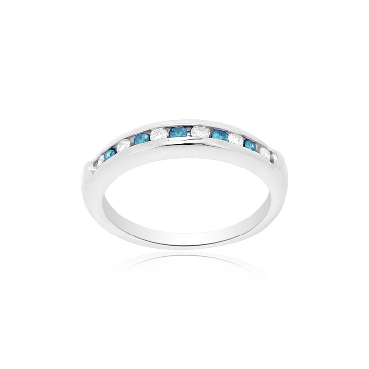 10K White Gold Blue & White Diamond Band 19100014 | Shin Brothers*