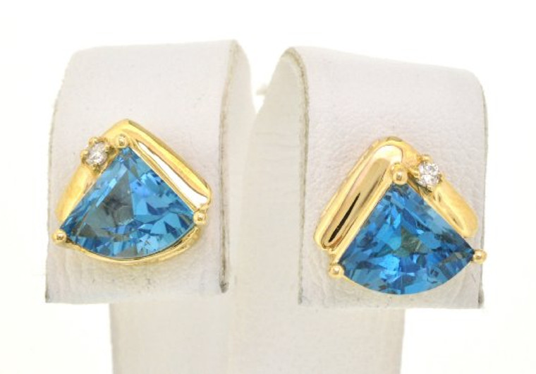 42001680 14K Yellow Gold Blue Topaz/Diamond Stud Earrings