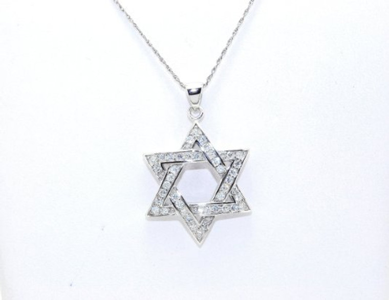 85010254 Sterling Silver Jewish CZ Star