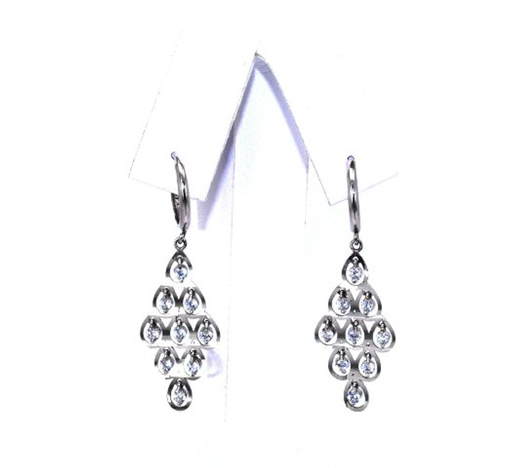 14K White Gold CZ Chandelier Drop Earrings 42000670 | Shin Brothers * 