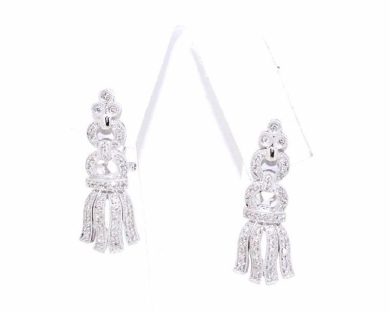 14K White Gold 0.7ct Fancy Diamond Omega Back Earrings 41000681 | Shin Brothers*