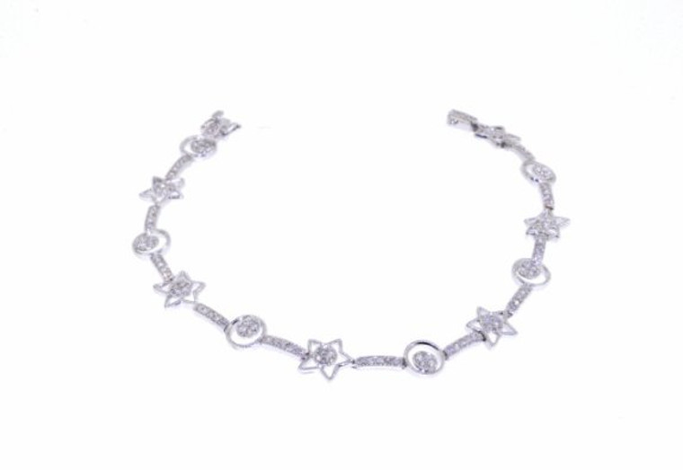 14K White Gold 1ct Diamond Stars & Moons Bracelet 21000415 | Shin Brothers*