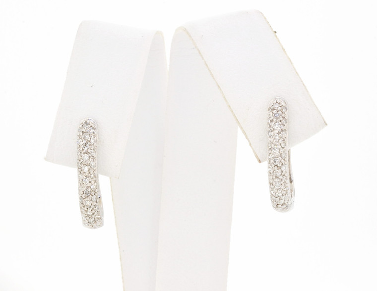 18K White Gold 3/5 ctw Diamond Horseshoe Hoop Earrings 41001200 | Shin Brothers*