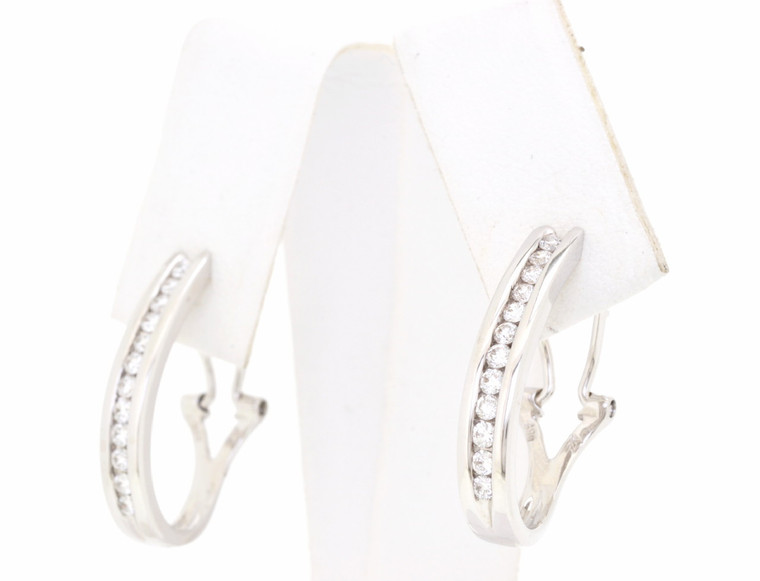 14K White Gold Diamond Half Hoop Earrings 41001001 | Shin Brothers*