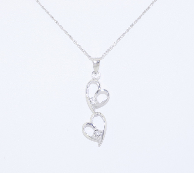 14K White Gold Diamond Hanging Heart Charm 51001479 | Shin Brothers*