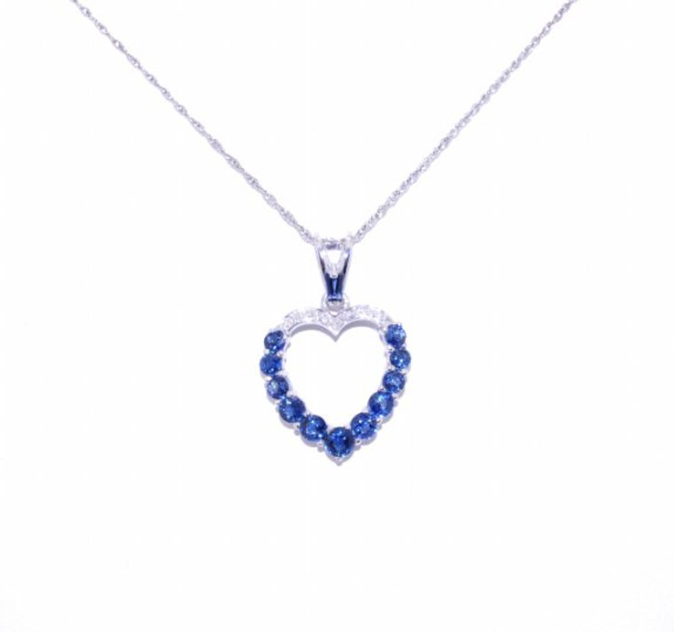10K White Gold 1.26ct Sapphire/Diamond Heart Pendant 59110015 | Shin Brothers*