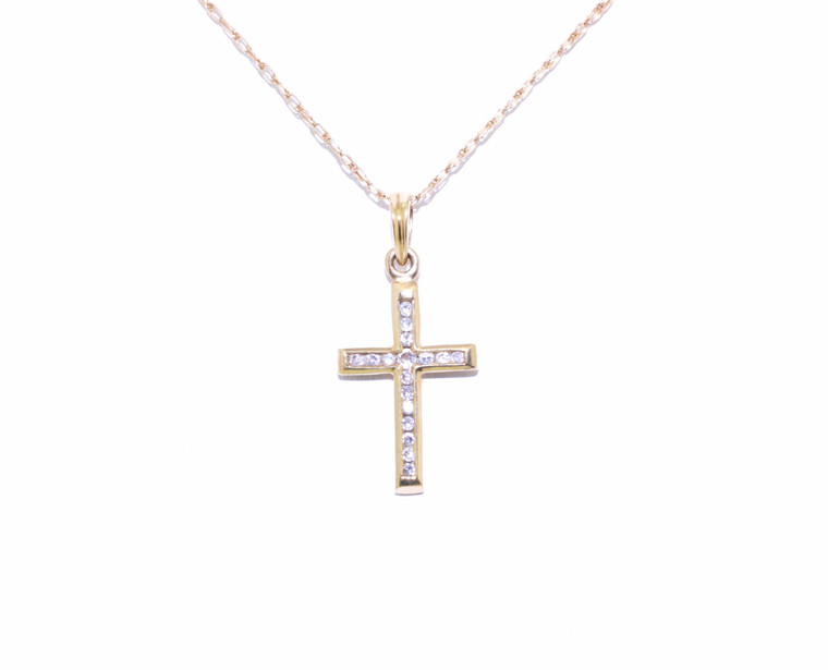 59000135 10K Yellow Gold Diamond Cross Pendant