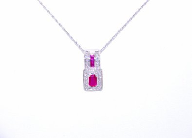 52000346 14K White Gold Ruby/Diamond Pendant